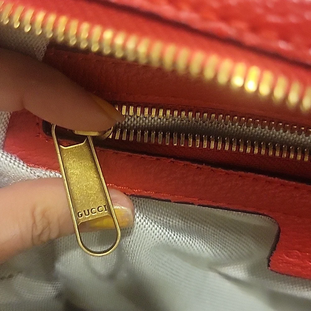 Gucci Red and Brown Apple Print Backpack - Picture 6 of 9